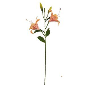 Luxury Artificial Orange Asiatic Lily Stem 24 Inch | Tiger Lily Faux Floral